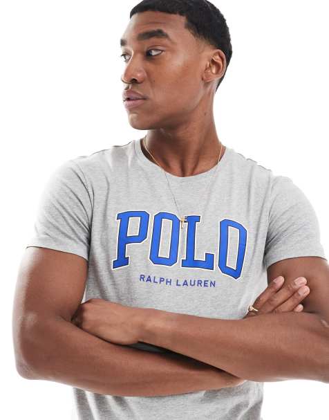 Polo Ralph Lauren – Gråmelerad t-shirt med applicerad logga i chenille - view 1