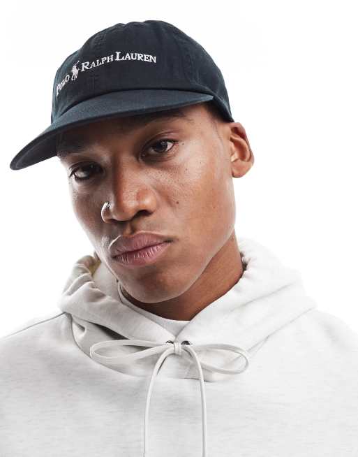 Polo Ralph Lauren – Granatowa czapka bejsbolowa z diagonalu z daszkiem i logo