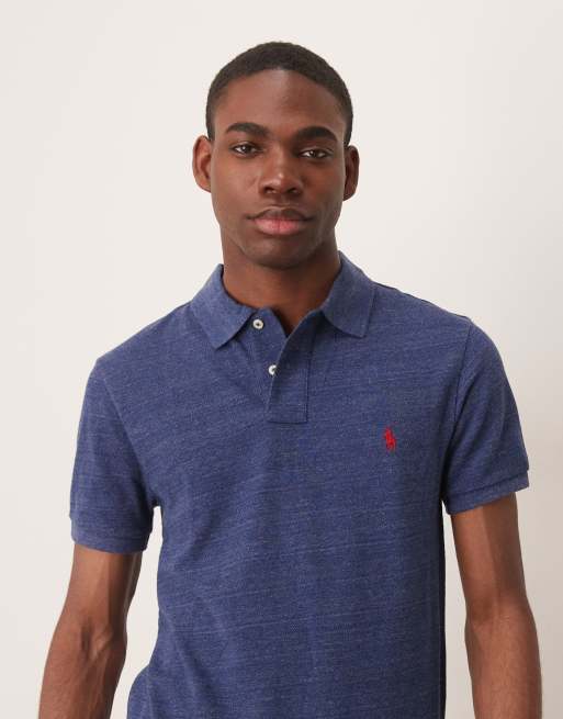Polo Ralph Lauren – Granatowa melanżowa koszulka polo z piki o dopasowanym kroju z logo