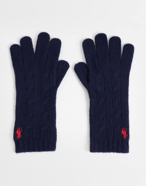 Polo Ralph Lauren – Granatowe rękawiczki z dzianiny o warkoczowym splocie - view 1