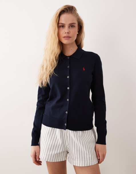 Polo Ralph Lauren – Granatowy kardigan o delikatnym splocie z bawełny pima z logo Icon - view 1