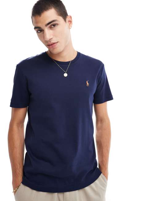 Polo Ralph Lauren – Granatowy T-shirt z bawełny pima z logo