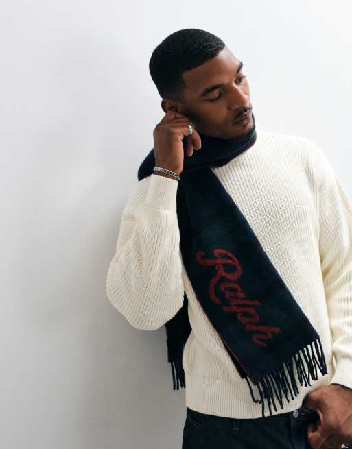 Polo Ralph Lauren grande écharpe en maille à logo en écossais vert, 2 de 3