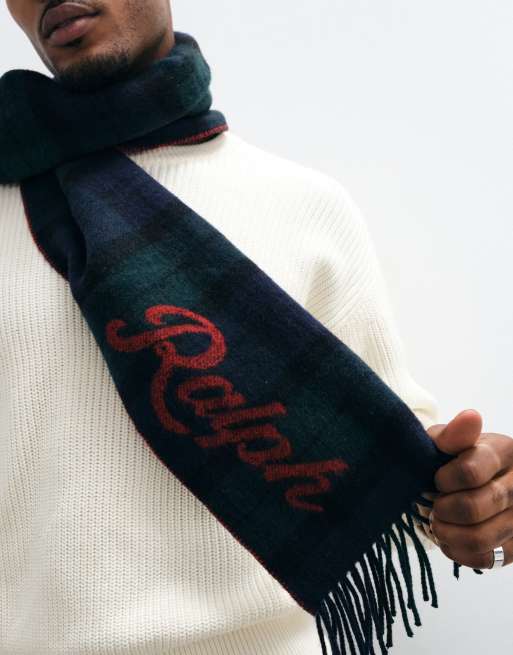 Polo Ralph Lauren grande écharpe en maille à logo en écossais vert, 3 de 3