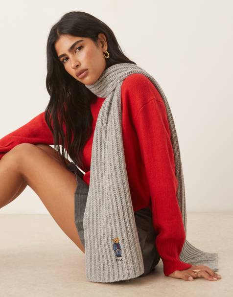 Polo Ralph Lauren - Gråt halstørklæde i uldrigt stof med Bear-logo - view 1