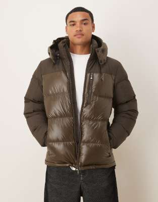 Polo Ralph Lauren Polo Ralph Lauren Grhm icon logo high shine insulated down puffer jacket in brown