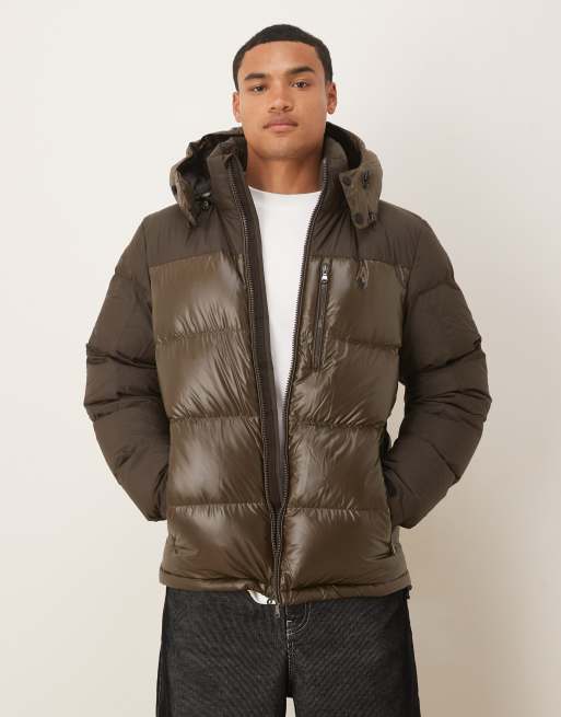 Polo Ralph Lauren – Grhm – Isolierte Daunen-Steppjacke in Braun aus hochglänzendem Material mit Markenlogo