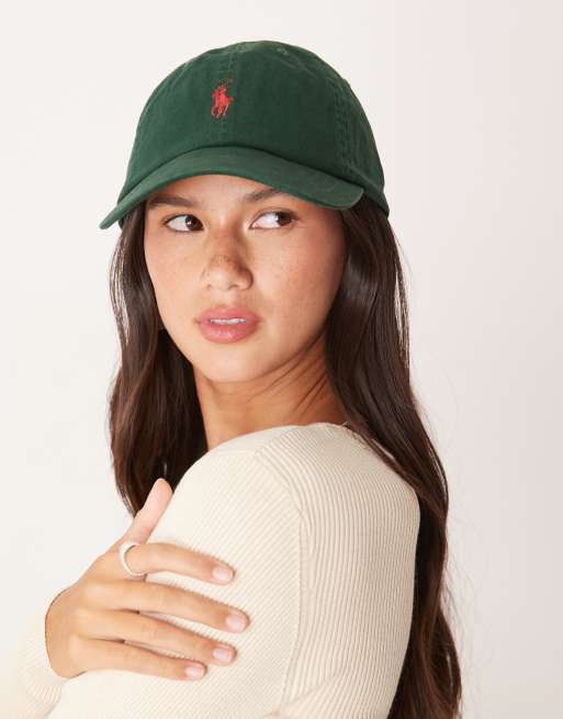 Polo Ralph Lauren - Grøn baseball-kasket med rødt ikonlogo
