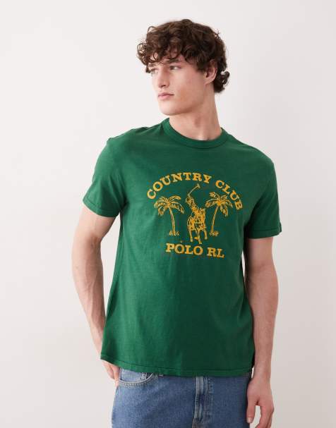 Polo Ralph Lauren - Grøn vintage-t-shirt med polospillerprint - view 1