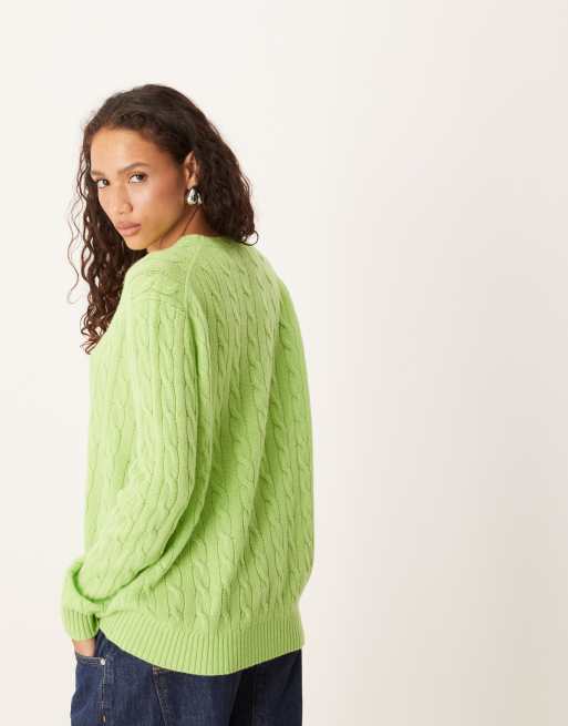 Polo Ralph Lauren – Grön, flätstickad tröja med ikonlogga, 4 av 4
