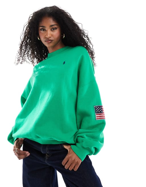 Polo Ralph Lauren – Grön sweatshirt med flagga och logga, 2 av 4