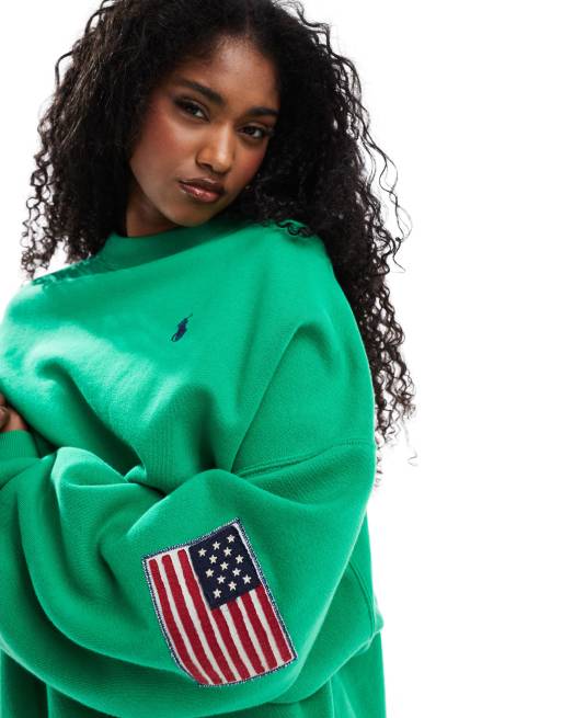 Polo Ralph Lauren – Grön sweatshirt med flagga och logga, 4 av 4