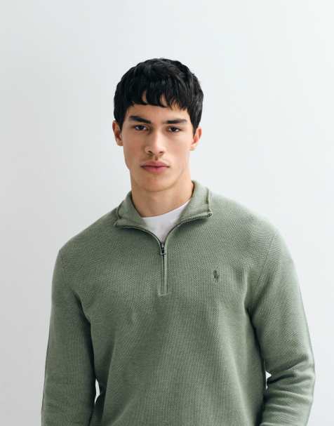 Polo Ralph Lauren – Grön tröja med normal passform och kort dragkedja - view 1