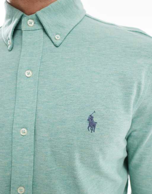 Polo Ralph Lauren – Grönmelerad pikétröja med klassisk logga, 3 av 4