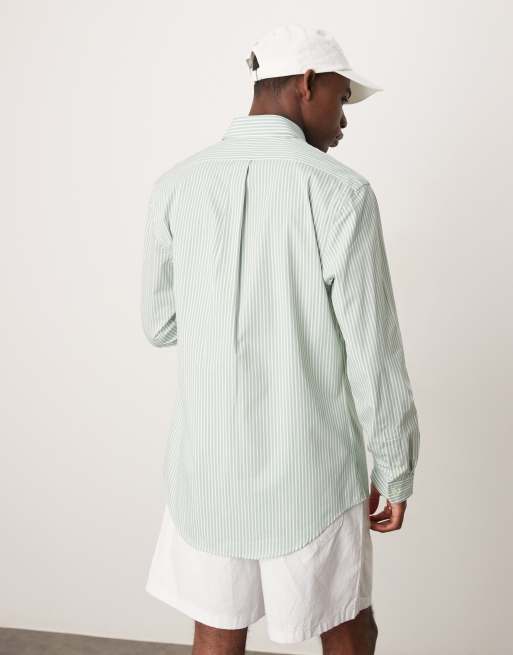 Polo Ralph Lauren – Grün-weiß gestreiftes Hemd aus Stretch-Popeline mit Markenlogo und normalem Schnitt, 2 von 4