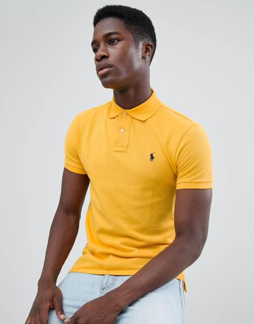 Polo Ralph Lauren – Gul pikétröja i smal passform med polospelare-logga