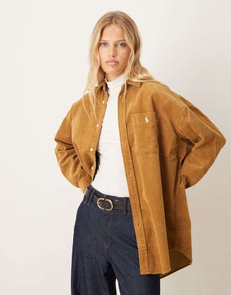 Polo Ralph Lauren - Gyldenbrun skjorte med logoikon i fløjl - view 1