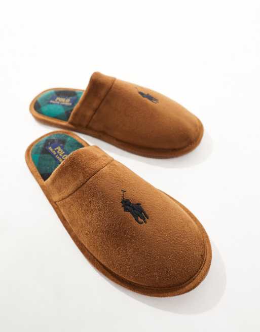 Polo Ralph Lauren - Gyldenbrune hjemmesko med sort logo, 2 af 4