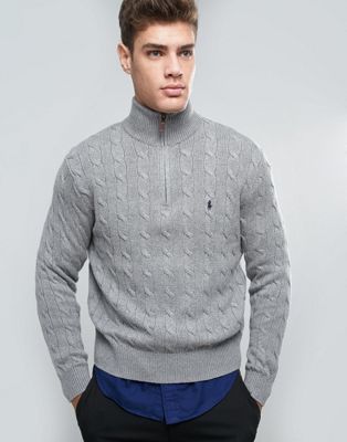 ralph lauren grey half zip jumper