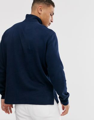 polo ralph lauren half zip knitted jumper in navy with multi player logo