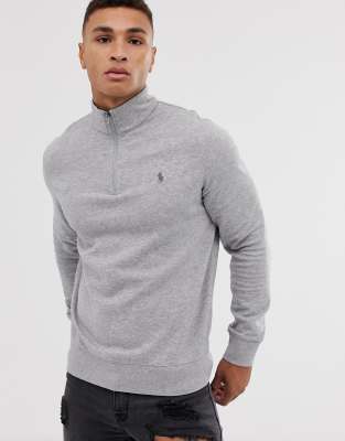 ralph lauren grey half zip jumper