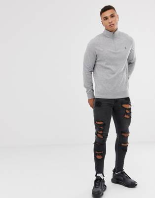 grey ralph lauren quarter zip