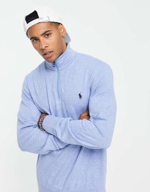 Light blue discount half zip sweater