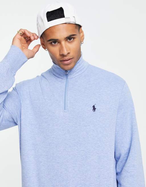 Light blue quarter zip clearance sweatshirt