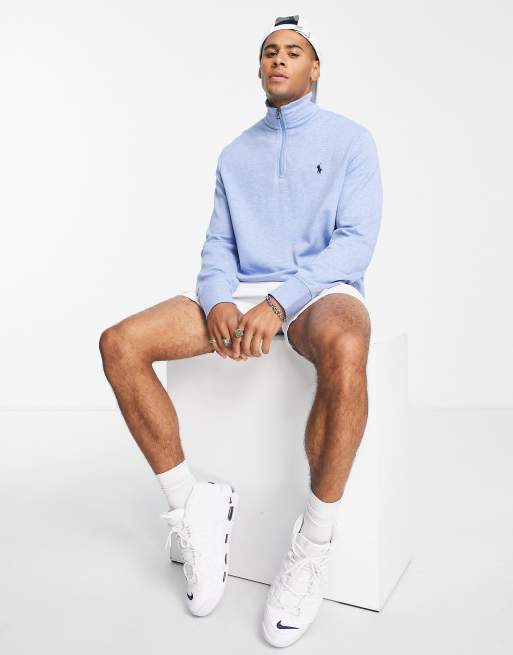 Light blue quarter outlet zip sweatshirt