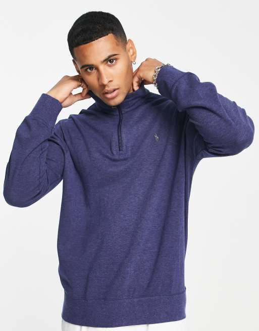 Polo Ralph Lauren half zip sweatshirt in navy with pony logo | ASOS