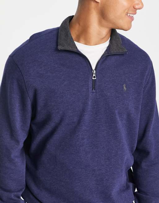 Polo Ralph Lauren half zip sweatshirt in navy with pony logo