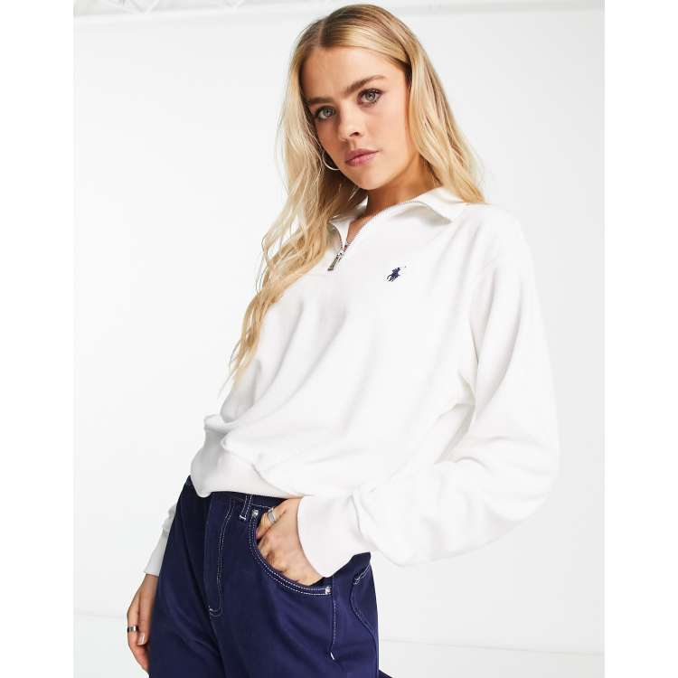 Ralph lauren white quarter zip new arrivals