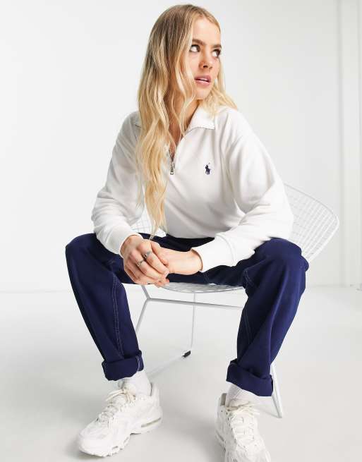 White polo discount half zip sweater