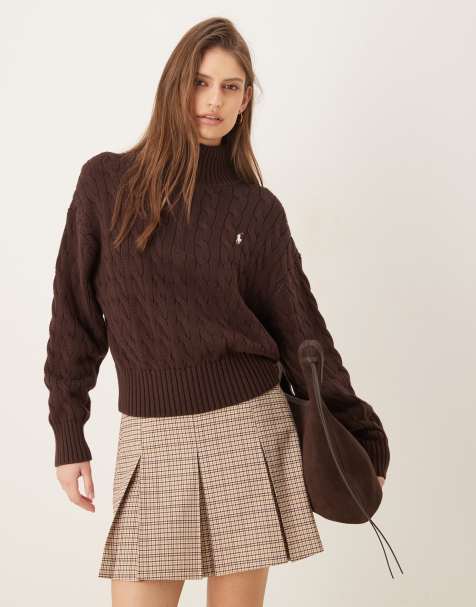 Polo Ralph Lauren half zip thru jumper in brown - view 1