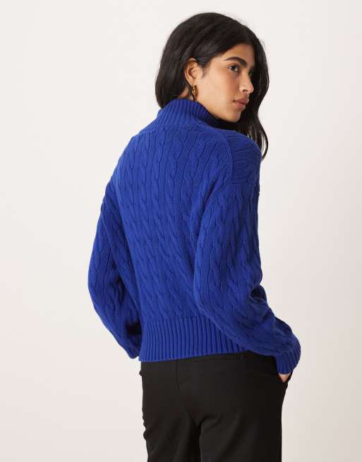 Polo Ralph Lauren half zip thru jumper in royal blue, 3 of 4