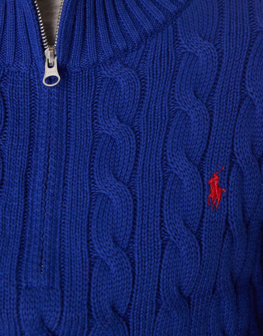 Polo Ralph Lauren half zip thru jumper in royal blue, 4 of 4