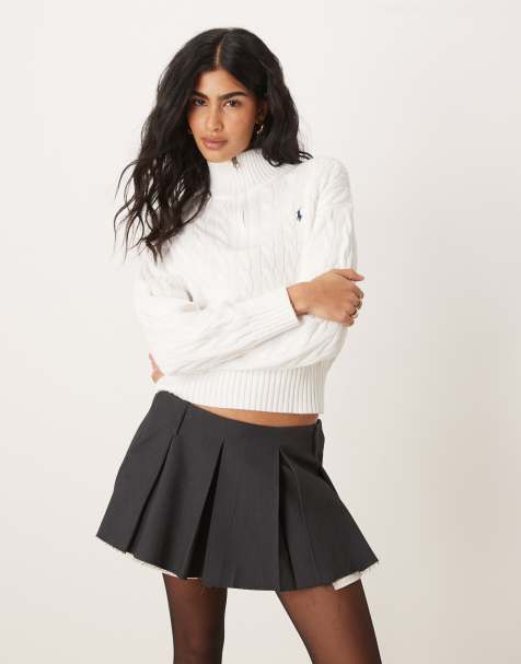 Polo Ralph Lauren half zip thru jumper in white