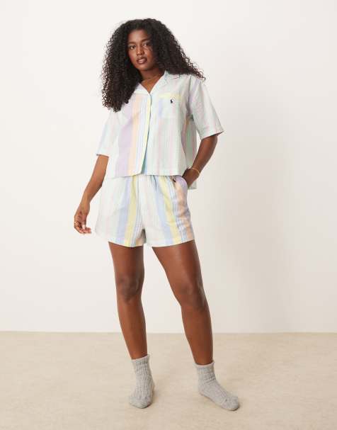 Polo Ralph Lauren Hampton short sleeve top & shorts pyjama set in coastal stripe - view 1