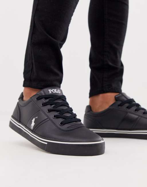 Black leather shop polo shoes