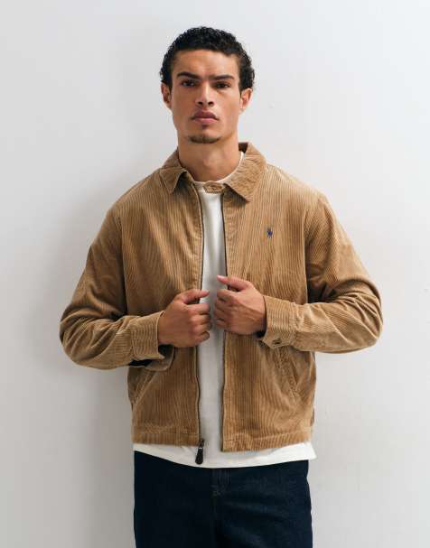 Polo Ralph Lauren harrington in velluto a coste pesante foderato con logo icon beige - view 1