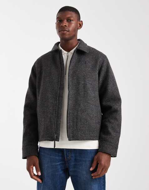 Polo Ralph Lauren - Harrington jack van wollen keperstof met icoonlogo in gemêleerd antracietgrijs - view 1