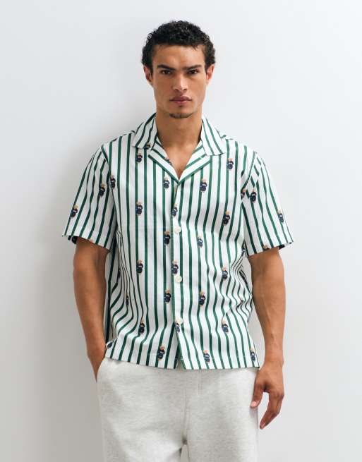 Polo Ralph Lauren haut de pyjama à logo all-over vert et blanc, 2 de 5