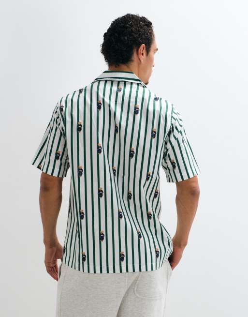 Polo Ralph Lauren haut de pyjama à logo all-over vert et blanc, 3 de 5