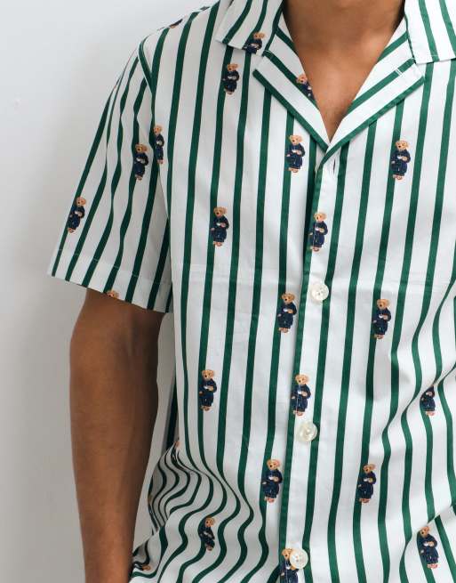 Polo Ralph Lauren haut de pyjama à logo all-over vert et blanc, 5 de 5