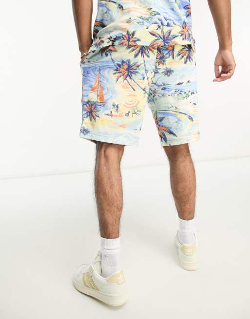 Polo Ralph Lauren hawaiian print terry cotton shorts in blue part