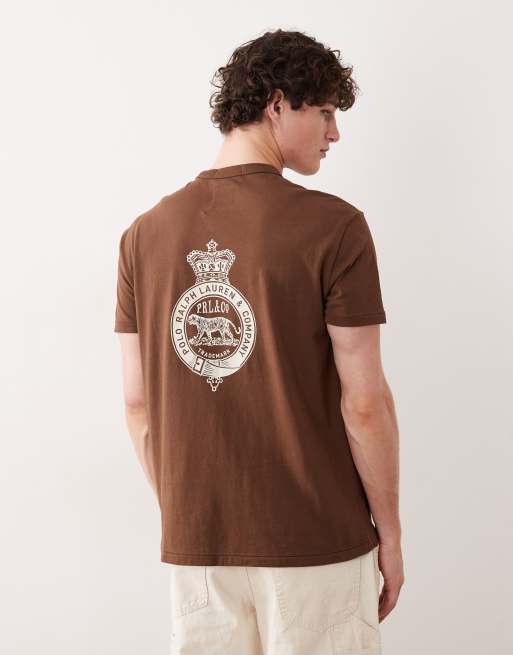 Polo Ralph Lauren heavyweight crest back print t-shirt in brown, 2 of 5