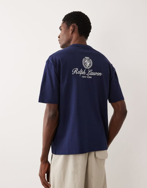 Polo Ralph Lauren heavyweight heritage crest back print t-shirt in navy