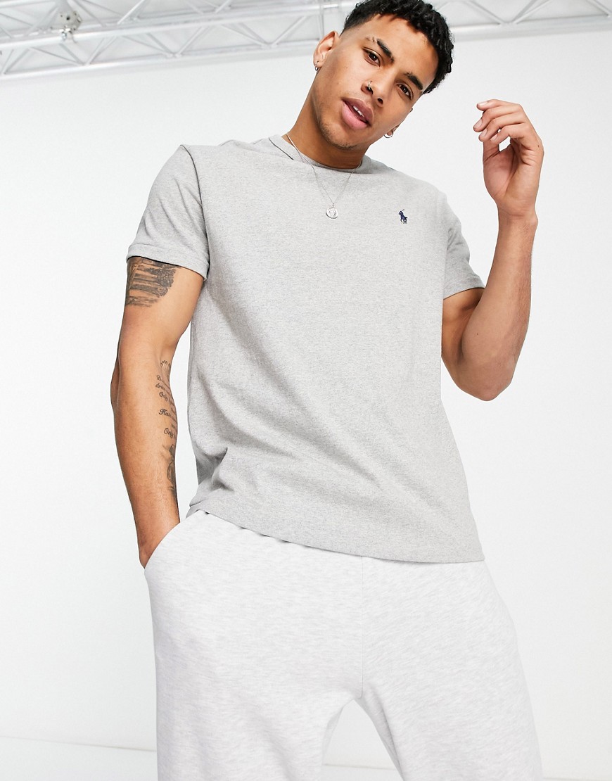 Polo Ralph Lauren heavyweight player logo classic oversized fit t-shirt in gray heather-Grey