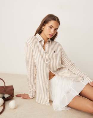 Polo Ralph Lauren - Hemd in Hellbraun und Weiß gestreift