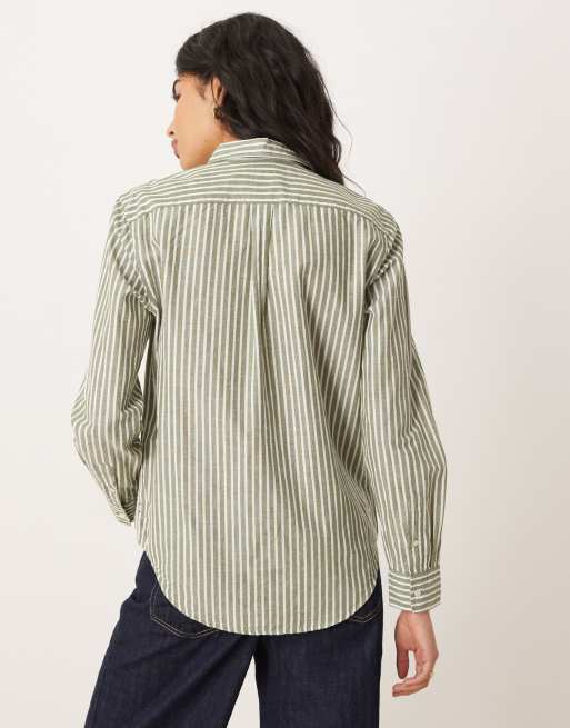 Polo Ralph Lauren – Hemd in Olivgrün und Weiß gestreift, 3 von 4